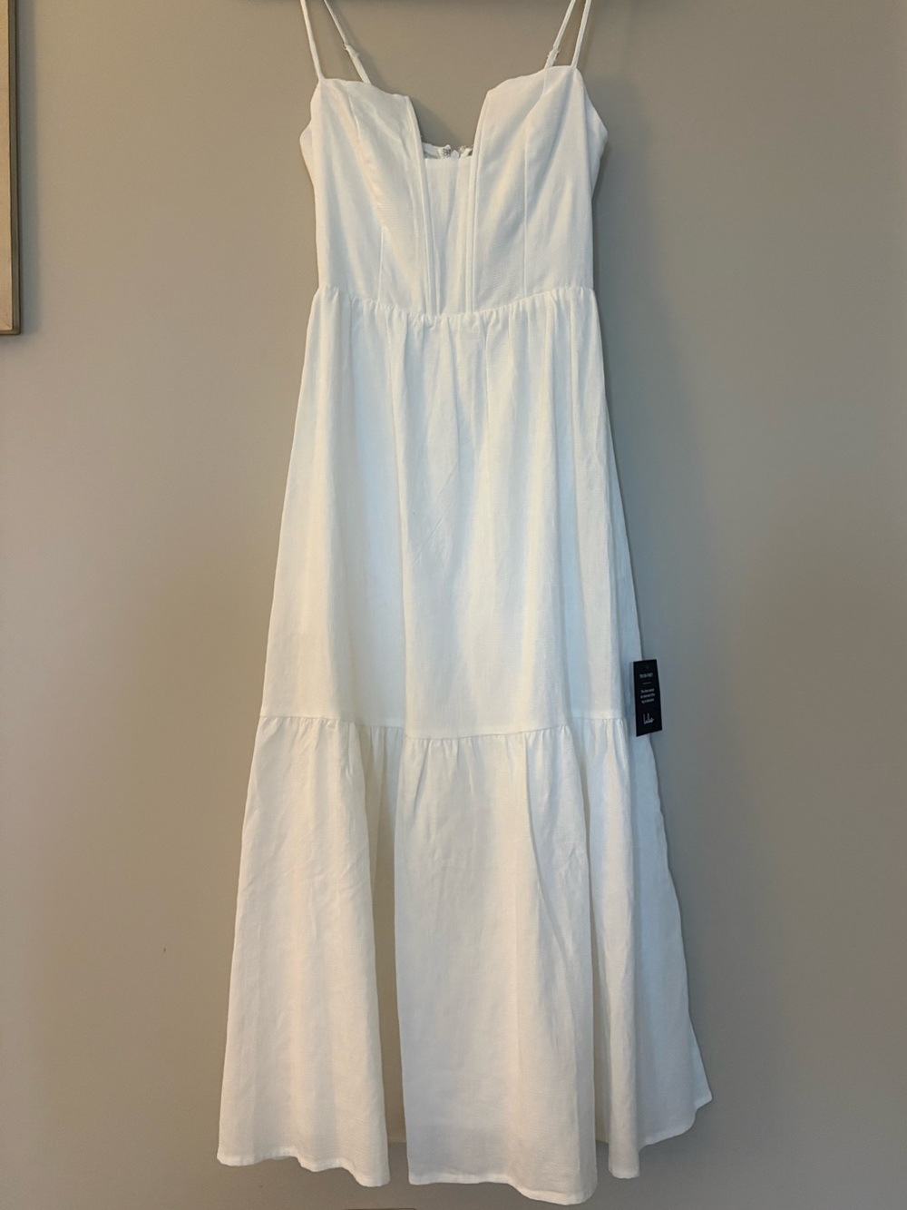 Lulu's White Spaghetti-Strap Midi Dress